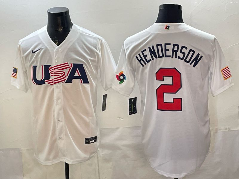 Men 2026 World Cub USA #2 Henderson White Nike MLB Jersey style 003->more jerseys->MLB Jersey